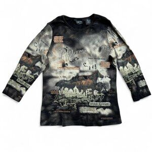 Take Two Y2K Country Western Frontier Times All Over Print Top Medium